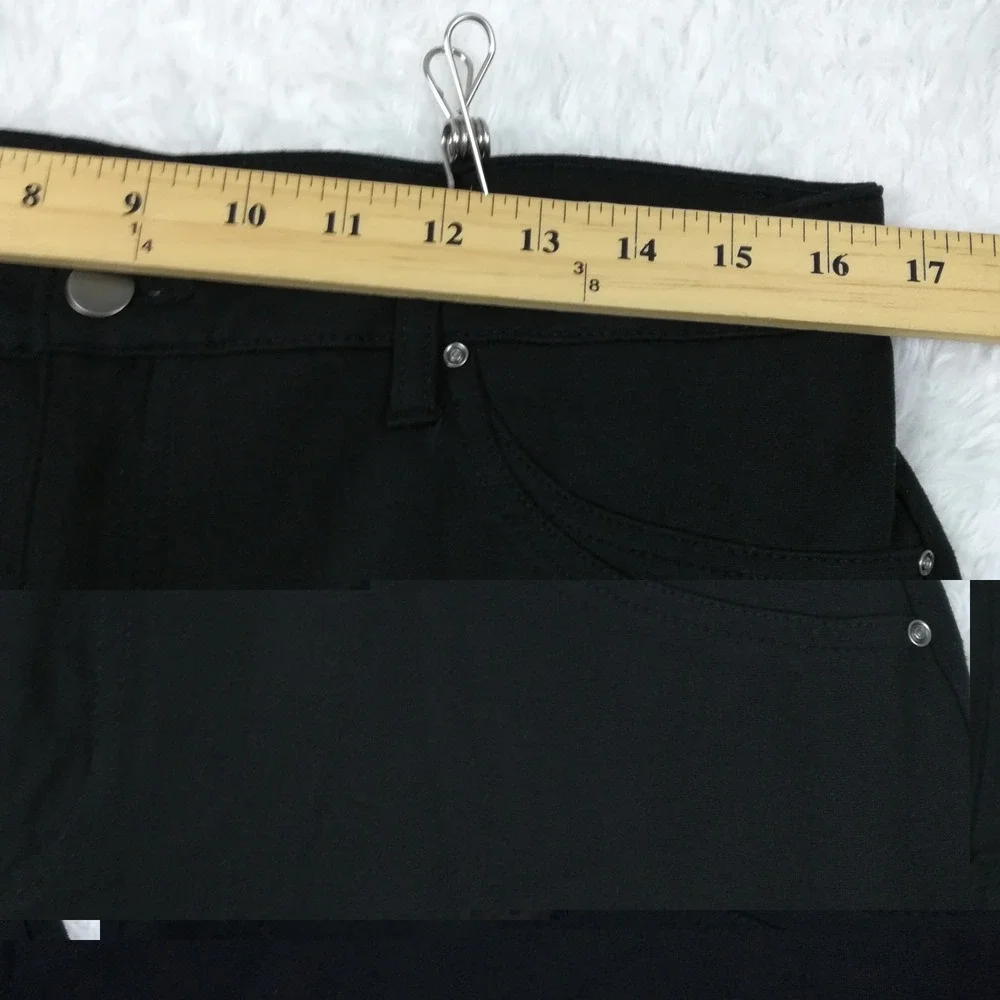 Time And Tru Womens Pants Stretch Ankle Black Mid Rise Straight Leg 16